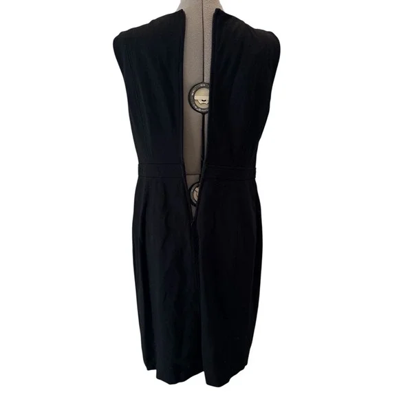 Talbots Petites Black Sleeveless Front Slit Sheath Dress 10P Round Neck Zip Back - Picture 6 of 11